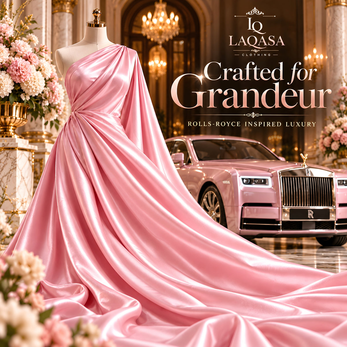 LAQASA Satin Silk Fabric – Pink | Unstitched