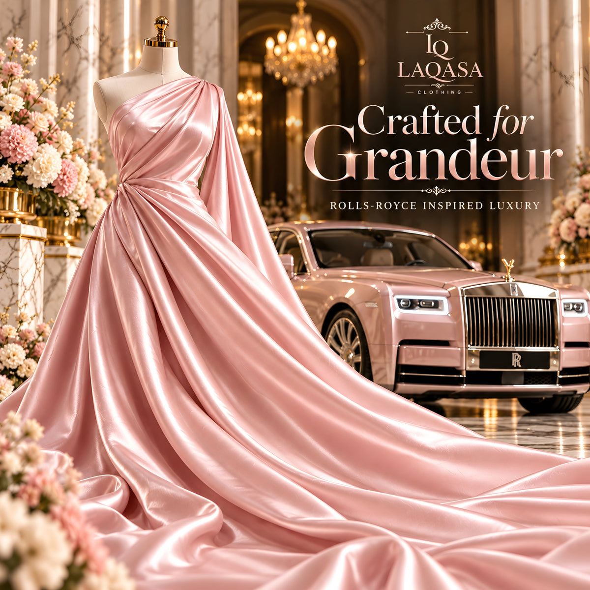 LAQASA Satin Silk Fabric – Rose Gold | Unstitched