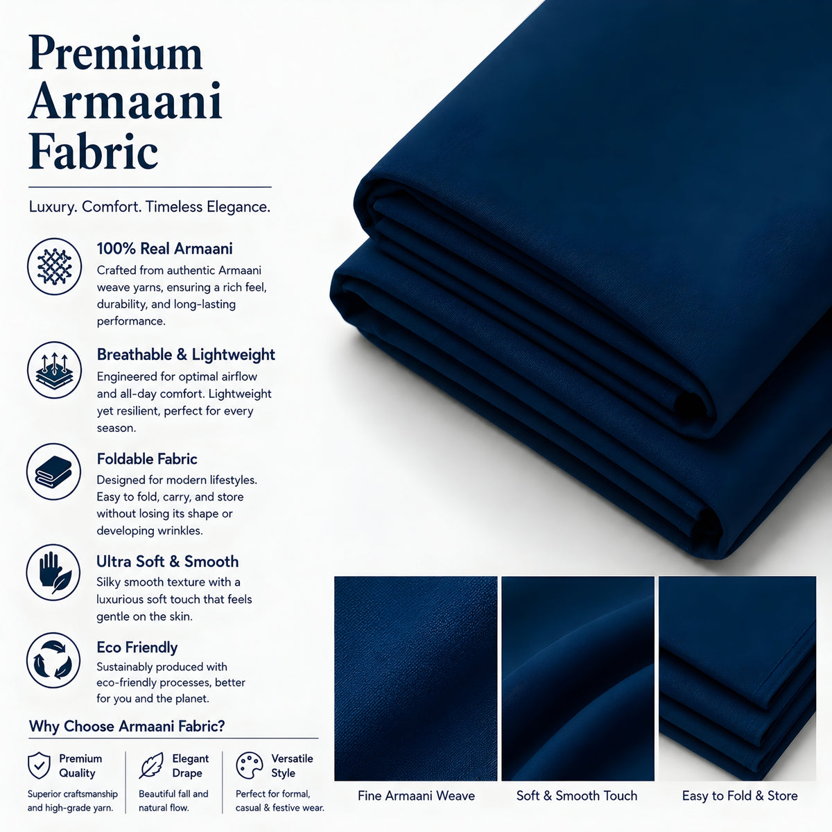 LAQASA Armaani Fabric – Deep Teal Blue