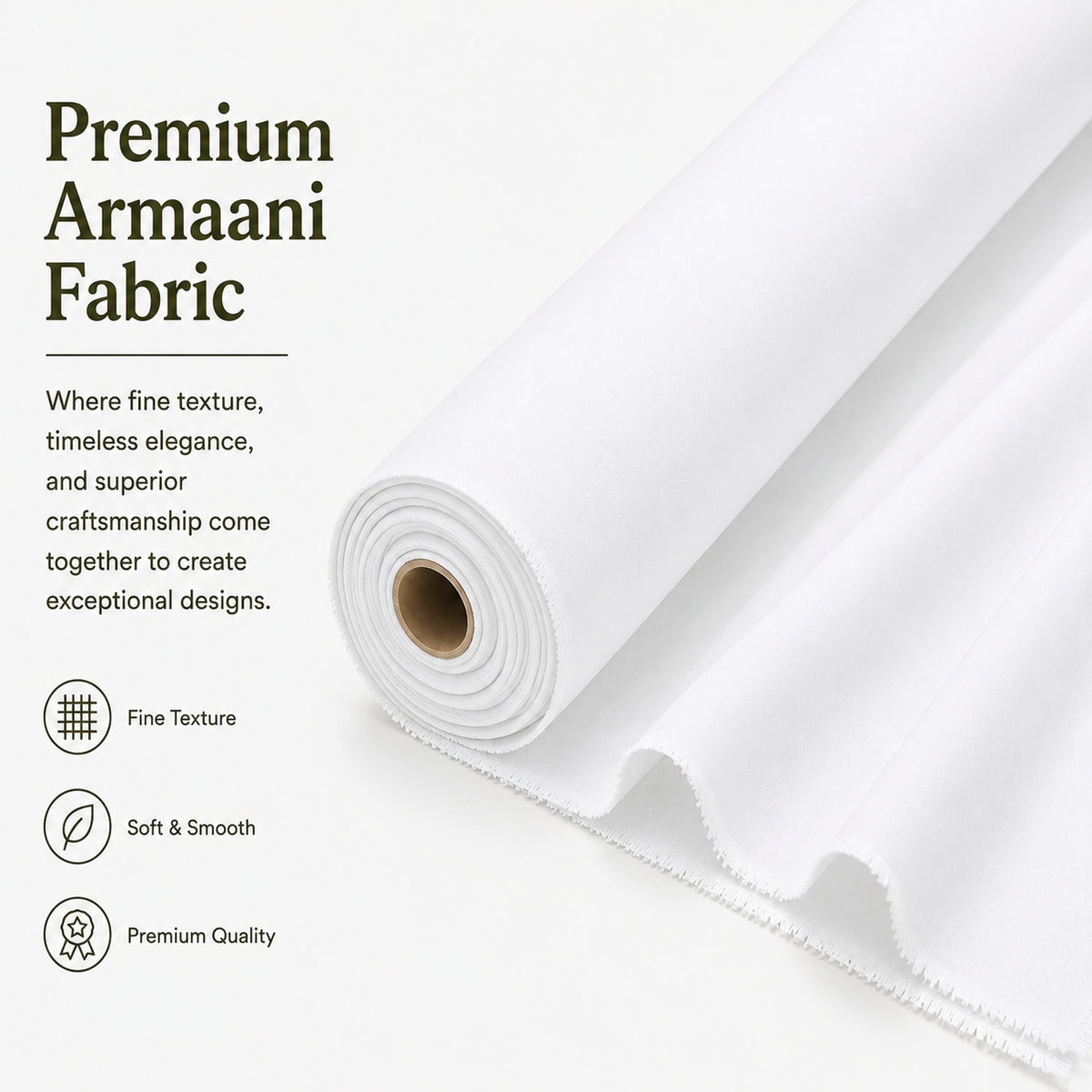 LAQASA Armaani Fabric – Pure White