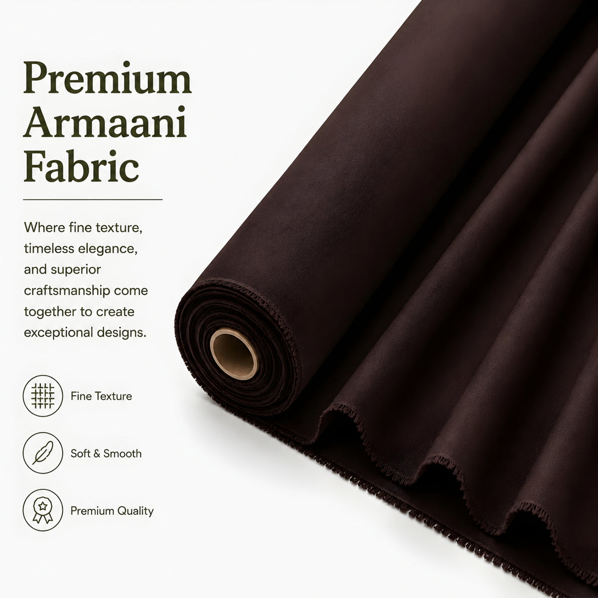 LAQASA Armaani Fabric – Dark Chocolate Brown