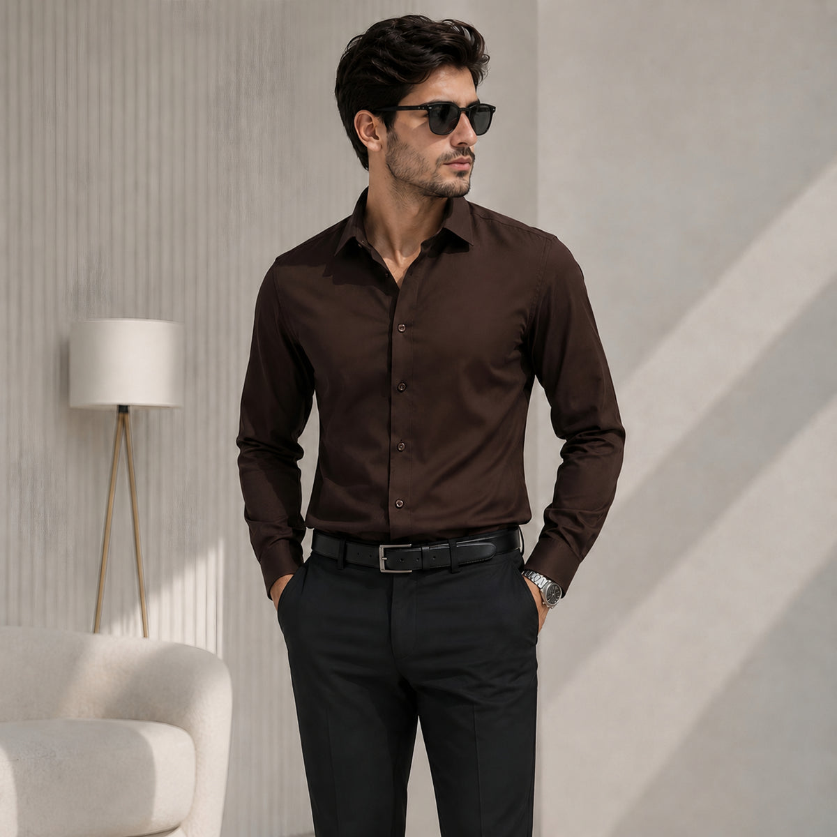 LAQASA Armaani Fabric – Dark Chocolate Brown