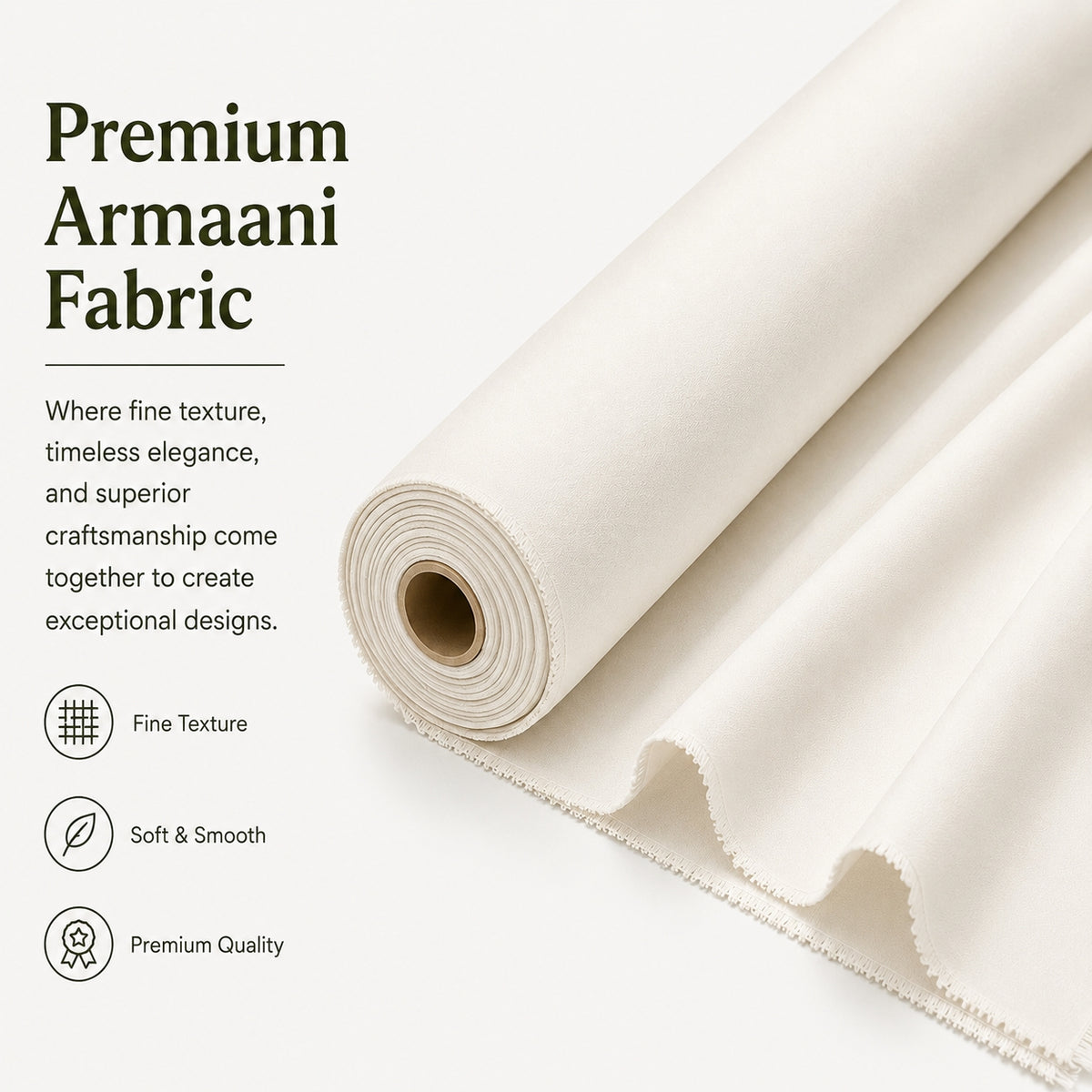 LAQASA Armaani Fabric – Cream White