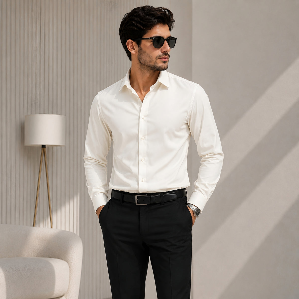 LAQASA Armaani Fabric – Cream White