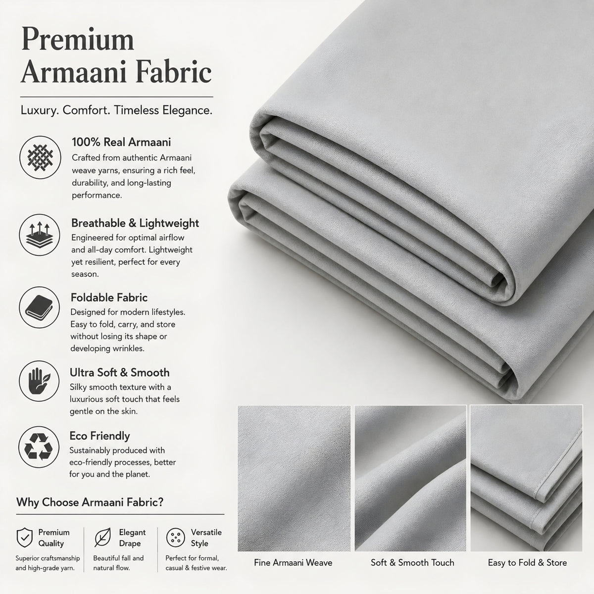 LAQASA Armaani Fabric – Platinum Grey