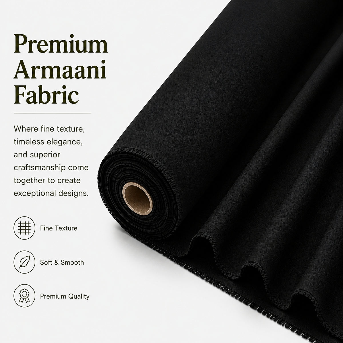 LAQASA Armaani Fabric – Jet Black