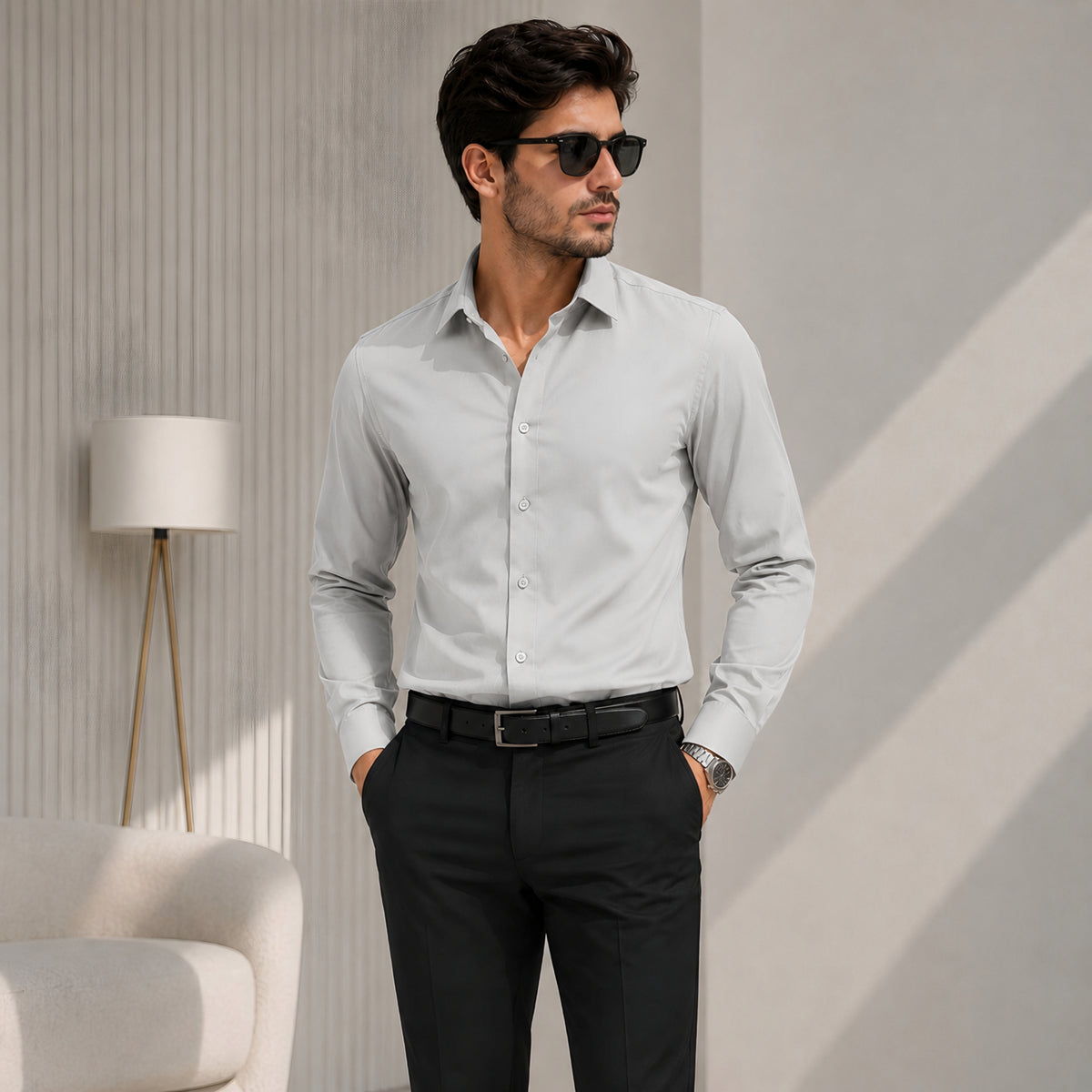 LAQASA Armaani Fabric – Light Silver Grey