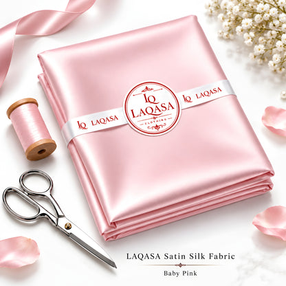 LAQASA Satin Silk Fabric – Baby Pink | Unstitched