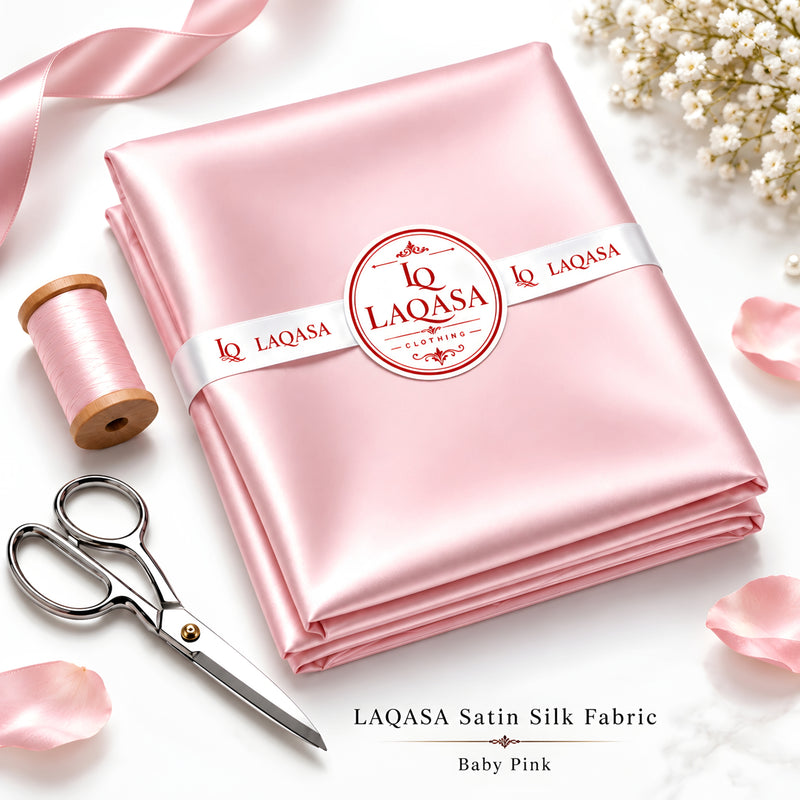 LAQASA Satin Silk Fabric – Baby Pink | Unstitched