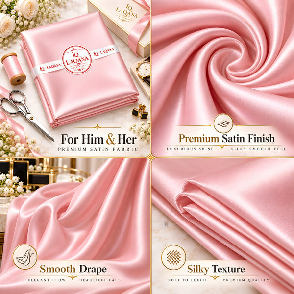 LAQASA Satin Silk Fabric – Baby Pink | Unstitched