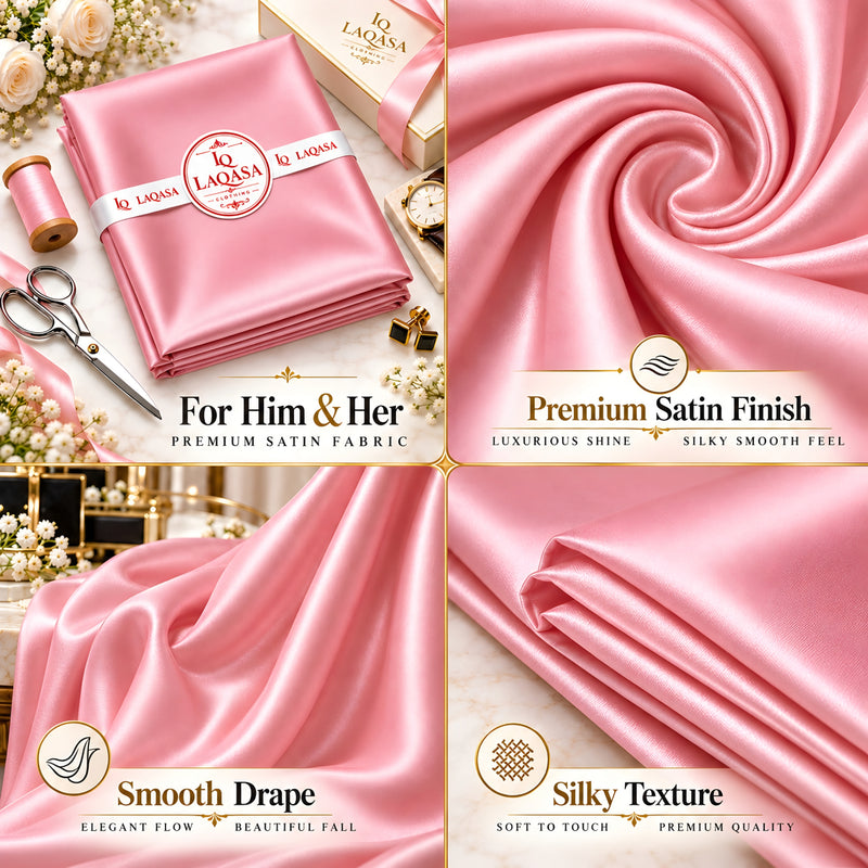 LAQASA Satin Silk Fabric – Pink | Unstitched