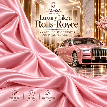 LAQASA Satin Silk Fabric – Pink | Unstitched