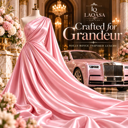 LAQASA Satin Silk Fabric – Pink | Unstitched