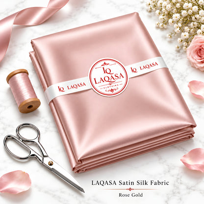 LAQASA Satin Silk Fabric – Rose Gold | Unstitched