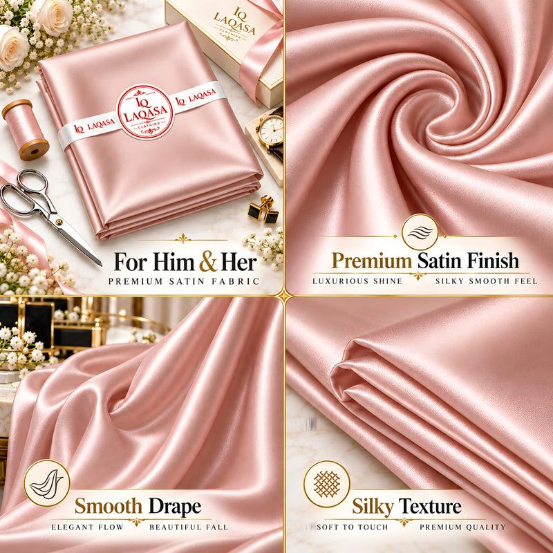 LAQASA Satin Silk Fabric – Rose Gold | Unstitched