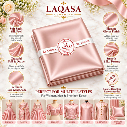 LAQASA Satin Silk Fabric – Rose Gold | Unstitched