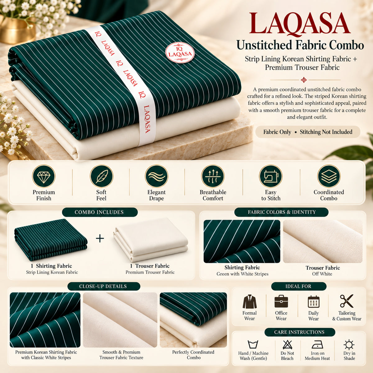 LAQASA Shirting & Trouser Combo | Unstitched