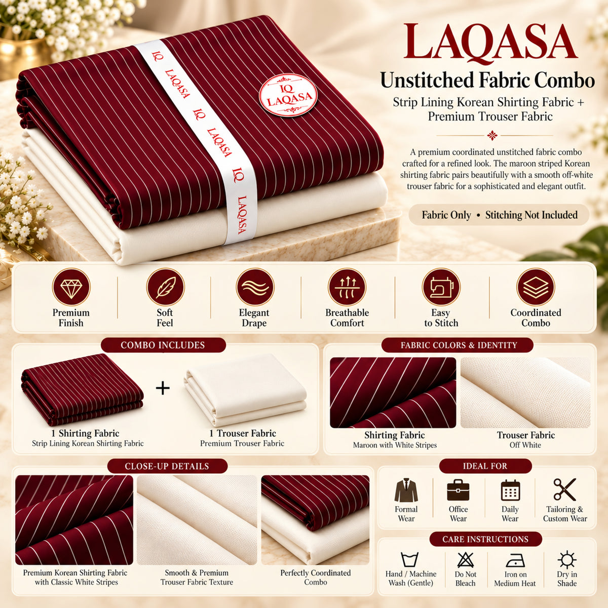 LAQASA Shirting & Trouser Combo | Unstitched