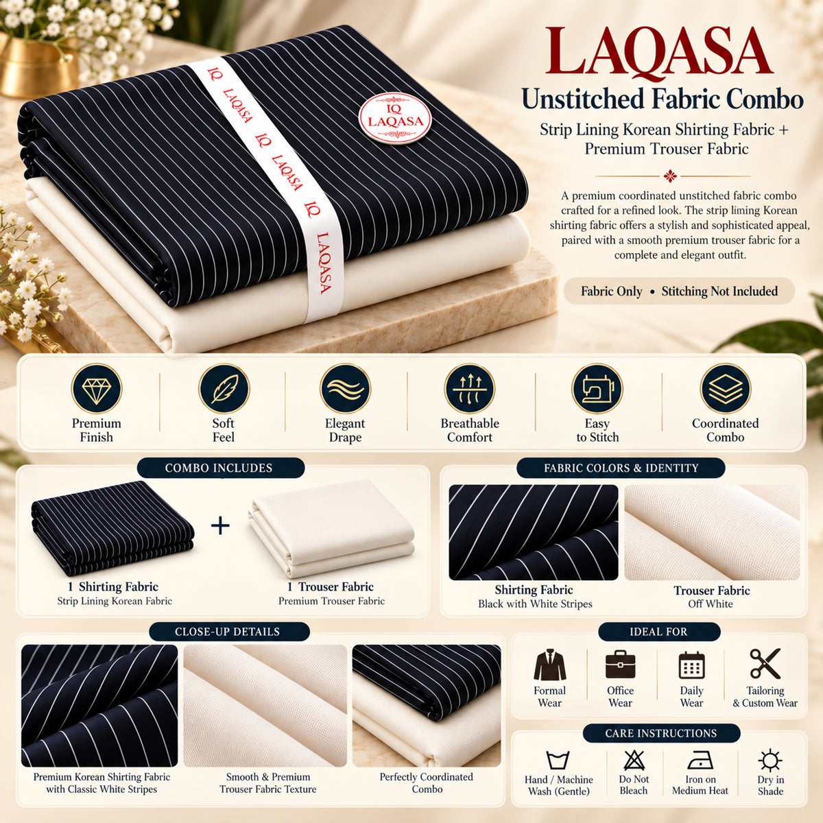 LAQASA Shirting & Trouser Combo | Unstitched