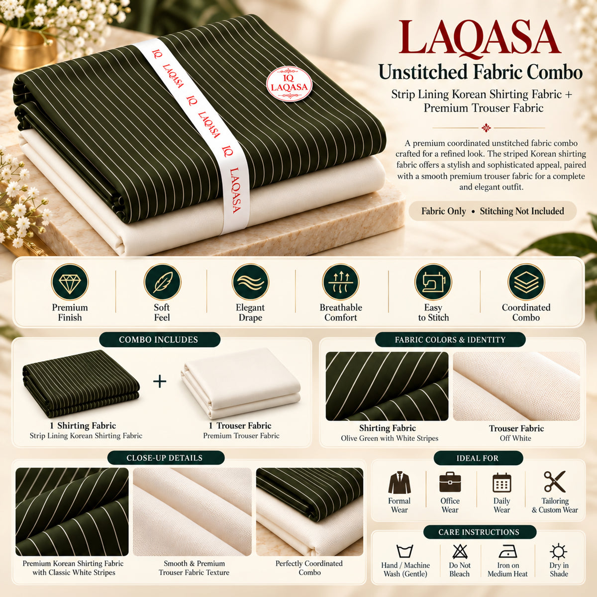 LAQASA Shirting & Trouser Combo – | Unstitched