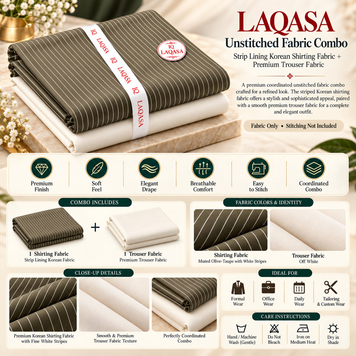 LAQASA Shirting & Trouser Combo | Unstitched