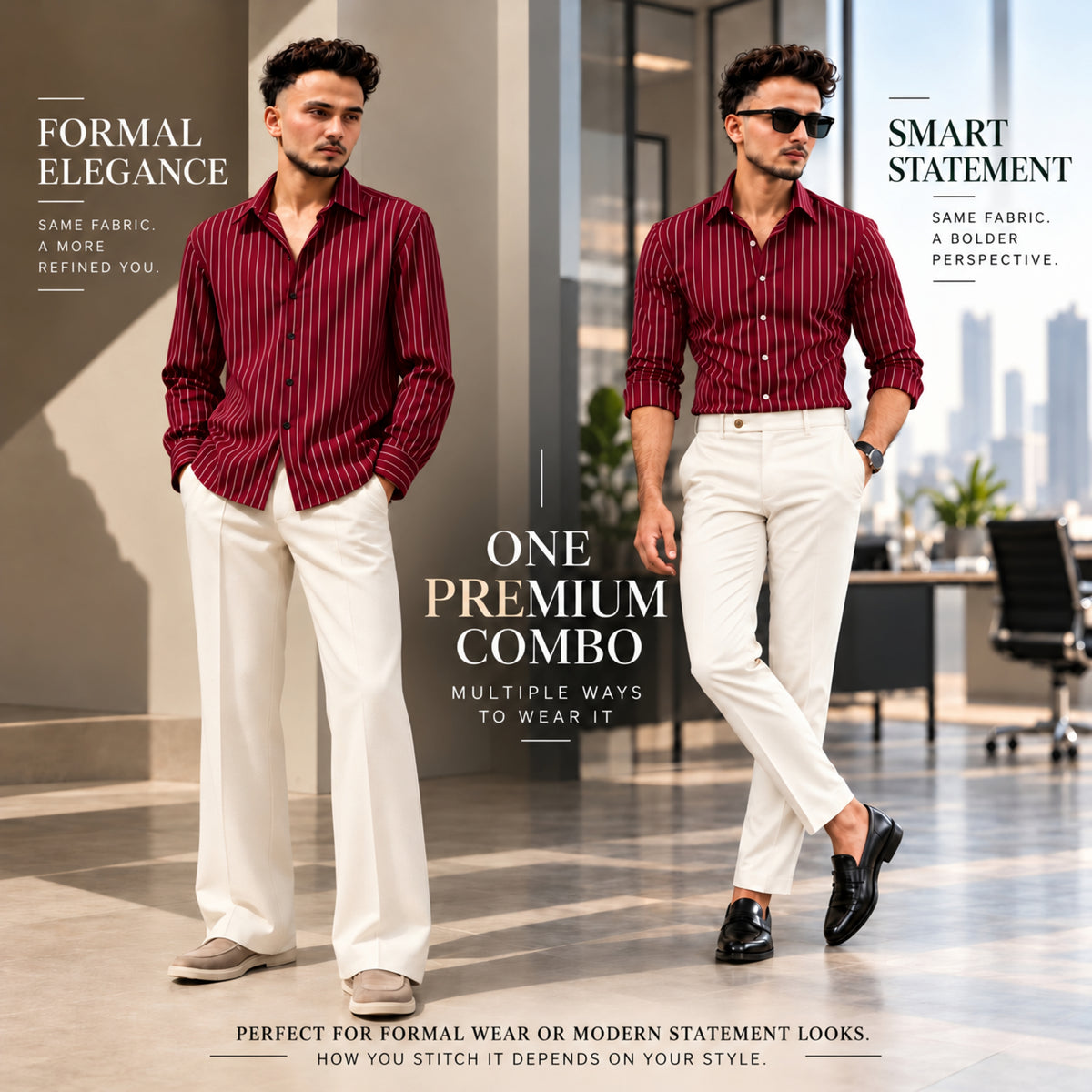 LAQASA Shirting & Trouser Combo | Unstitched