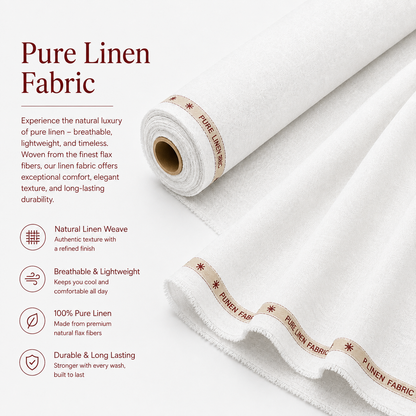 LAQASA 100% Pure Khadi Linen Fabric – Crisp White | Unstitched