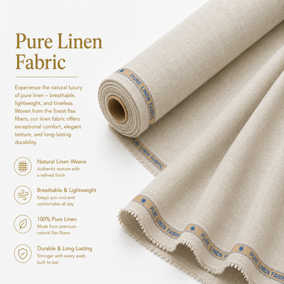 LAQASA 100% Pure Khadi Linen Fabric – Oat Beige | Unstitched