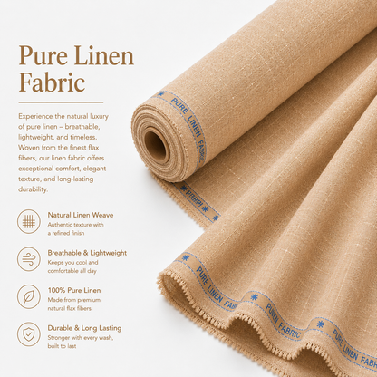 LAQASA 100% Pure Khadi Linen Fabric – Warm Sand Beige | Unstitched