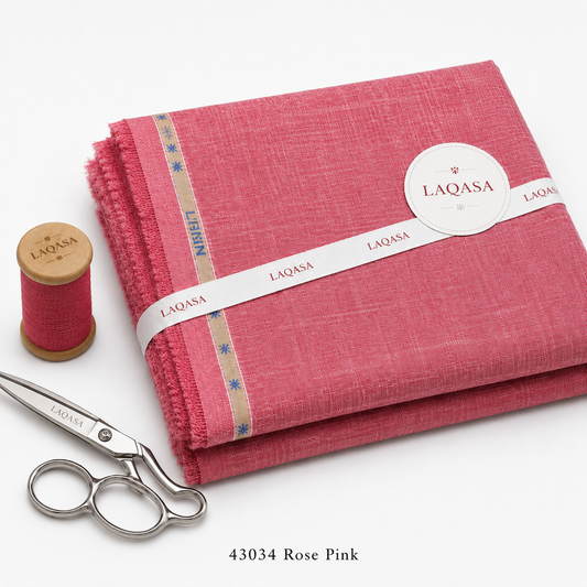 LAQASA 100% Pure Khadi Linen Fabric – Rose Pink | Unstitched