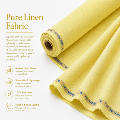 LAQASA 100% Pure Khadi Linen Fabric – Pale Butter Yellow | Unstitched
